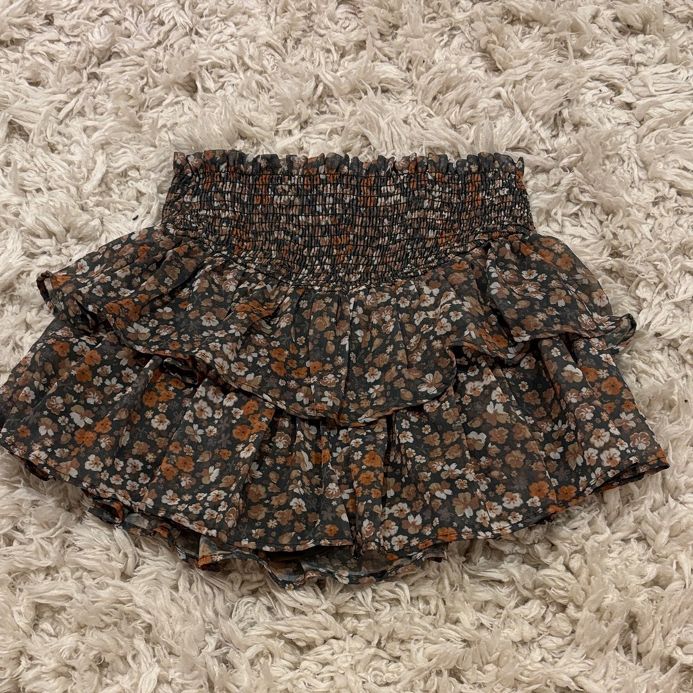 Floral Altard State Ruffle Mini Skirt